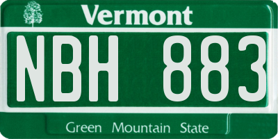 VT license plate NBH883