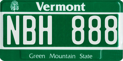 VT license plate NBH888
