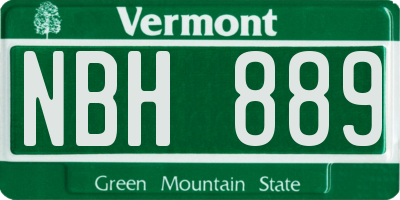 VT license plate NBH889
