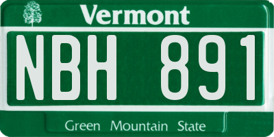 VT license plate NBH891