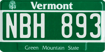 VT license plate NBH893