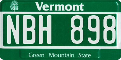 VT license plate NBH898