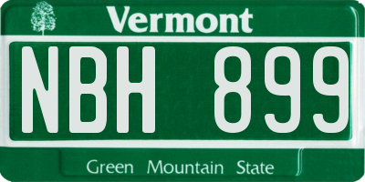 VT license plate NBH899