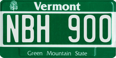 VT license plate NBH900