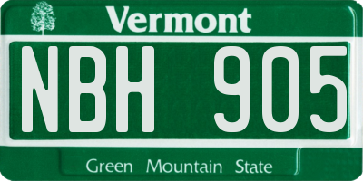 VT license plate NBH905