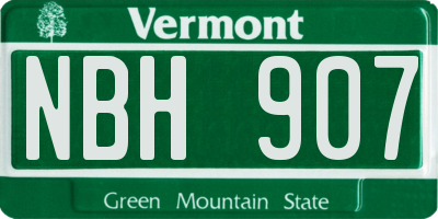 VT license plate NBH907