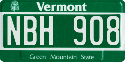 VT license plate NBH908