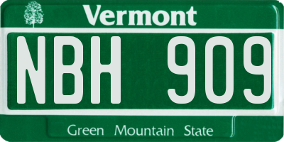 VT license plate NBH909