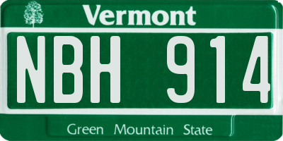 VT license plate NBH914