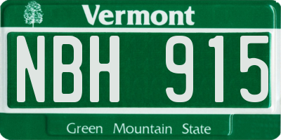 VT license plate NBH915