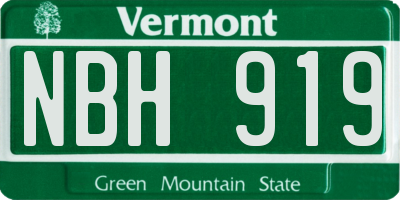 VT license plate NBH919