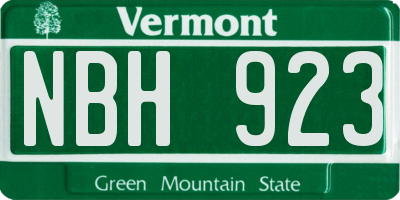 VT license plate NBH923