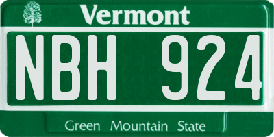 VT license plate NBH924
