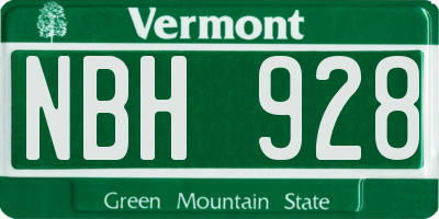 VT license plate NBH928