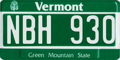 VT license plate NBH930