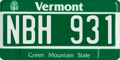 VT license plate NBH931