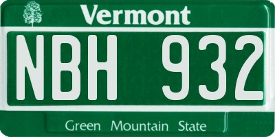 VT license plate NBH932