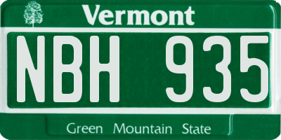 VT license plate NBH935
