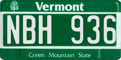 VT license plate NBH936