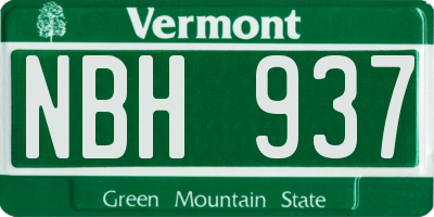 VT license plate NBH937