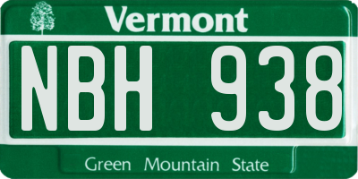 VT license plate NBH938