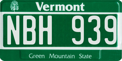 VT license plate NBH939