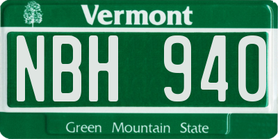 VT license plate NBH940