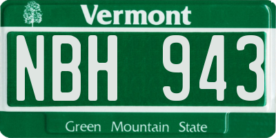 VT license plate NBH943