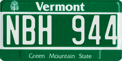 VT license plate NBH944