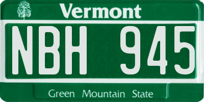 VT license plate NBH945
