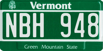 VT license plate NBH948