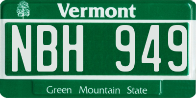 VT license plate NBH949