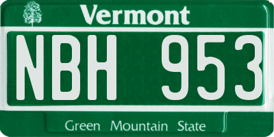 VT license plate NBH953