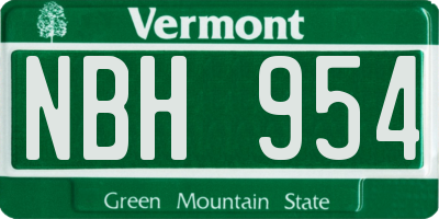 VT license plate NBH954