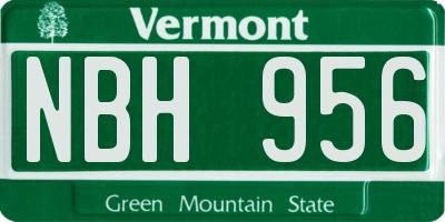 VT license plate NBH956