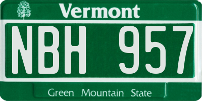 VT license plate NBH957