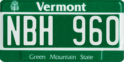 VT license plate NBH960