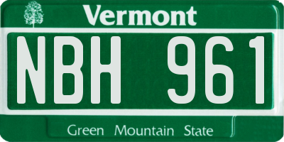VT license plate NBH961