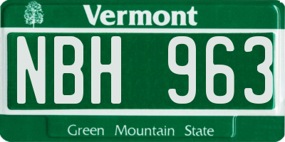 VT license plate NBH963