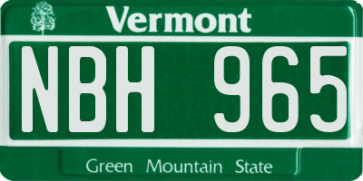 VT license plate NBH965
