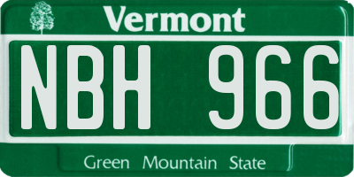 VT license plate NBH966