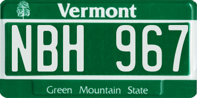 VT license plate NBH967