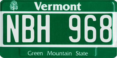 VT license plate NBH968