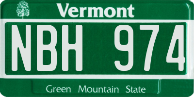 VT license plate NBH974