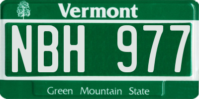 VT license plate NBH977