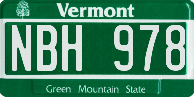 VT license plate NBH978