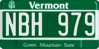 VT license plate NBH979