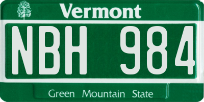 VT license plate NBH984