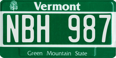 VT license plate NBH987