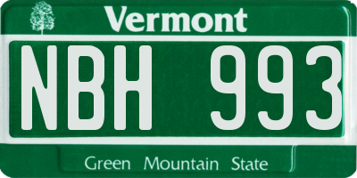 VT license plate NBH993